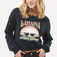 Lahaina Hawaii Banyan Tree #Maui Strong Cropped Pullover Crew