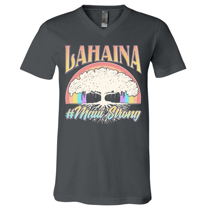Lahaina Hawaii Banyan Tree #Maui Strong V-Neck T-Shirt