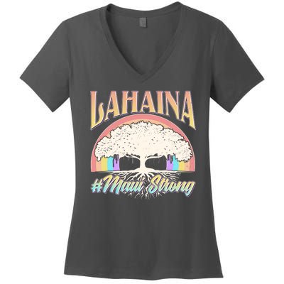 Lahaina Hawaii Banyan Tree #Maui Strong Women's V-Neck T-Shirt