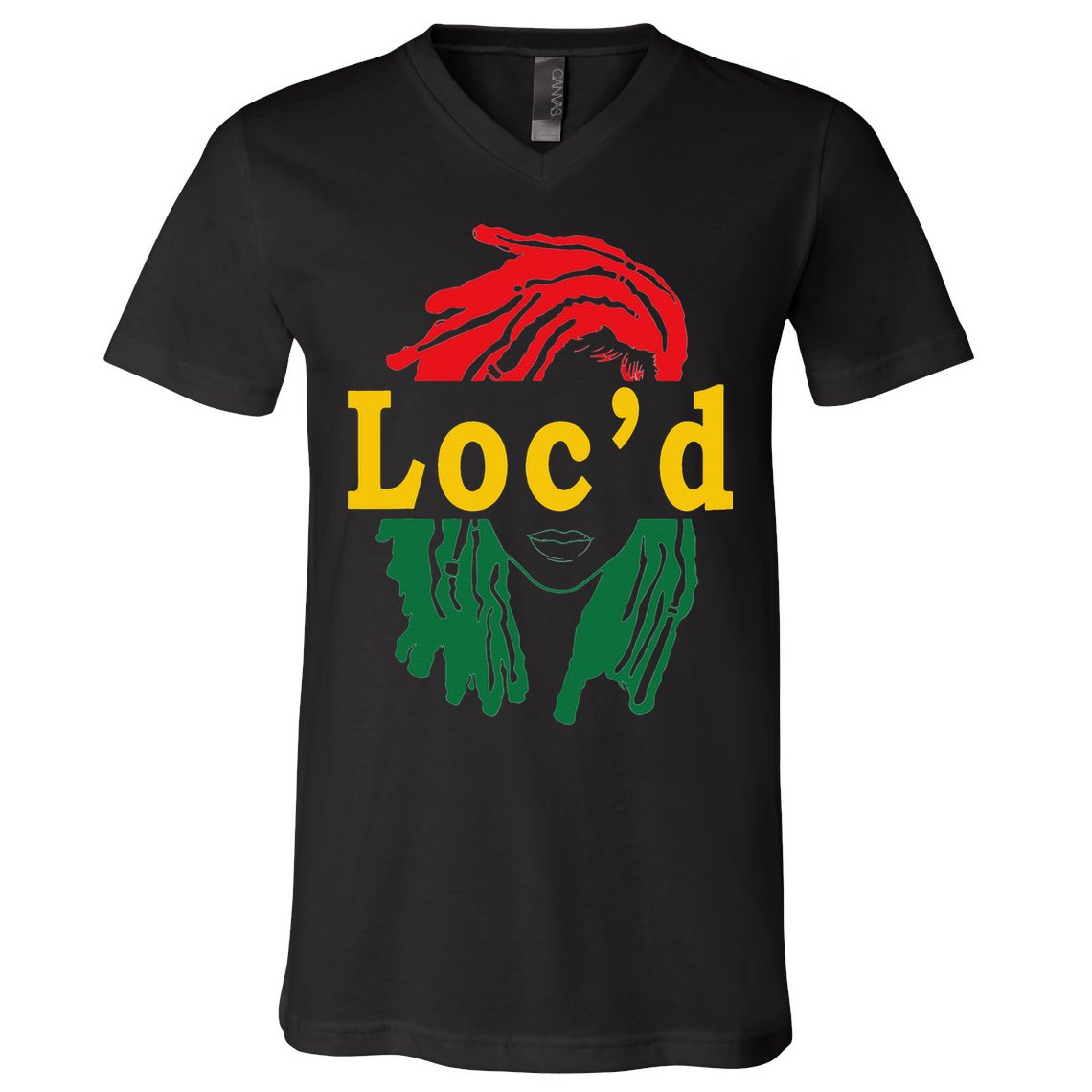 Loc'd Hair Black Woman Melanin Juneteenth V-Neck T-Shirt