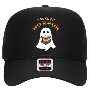 Lgbt Horror Books Cute Ghost Lgbt Pride Month High Crown Mesh Back Trucker Hat