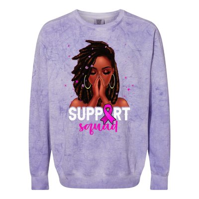 Loc'd Hair Black Woman Support Squad Breast Cancer Awareness Colorblast Crewneck Sweatshirt