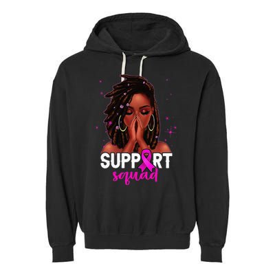 Loc'd Hair Black Woman Support Squad Breast Cancer Awareness Garment-Dyed Fleece Hoodie