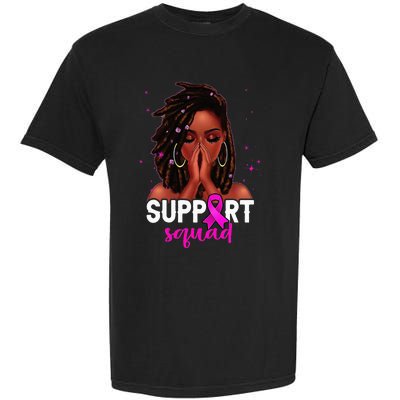 Loc'd Hair Black Woman Support Squad Breast Cancer Awareness Garment-Dyed Heavyweight T-Shirt