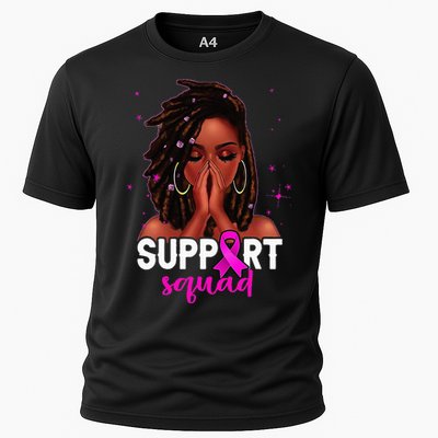 Loc'd Hair Black Woman Support Squad Breast Cancer Awareness Cooling Performance Crew T-Shirt