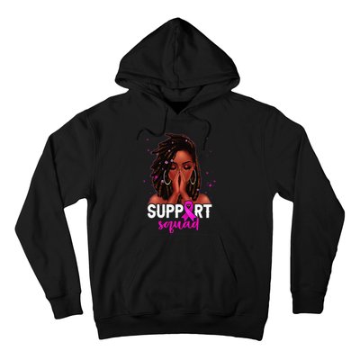 Loc'd Hair Black Woman Support Squad Breast Cancer Awareness Hoodie