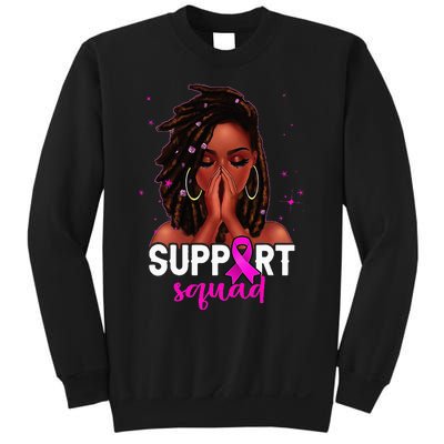 Loc'd Hair Black Woman Support Squad Breast Cancer Awareness Sweatshirt