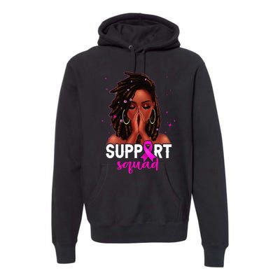 Loc'd Hair Black Woman Support Squad Breast Cancer Awareness Premium Hoodie