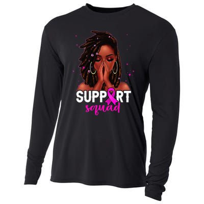 Loc'd Hair Black Woman Support Squad Breast Cancer Awareness Cooling Performance Long Sleeve Crew