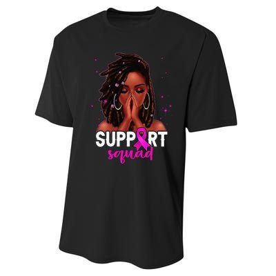 Loc'd Hair Black Woman Support Squad Breast Cancer Awareness Performance Sprint T-Shirt