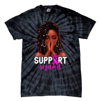 Loc'd Hair Black Woman Support Squad Breast Cancer Awareness Tie-Dye T-Shirt