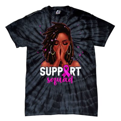 Loc'd Hair Black Woman Support Squad Breast Cancer Awareness Tie-Dye T-Shirt