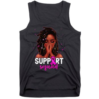 Loc'd Hair Black Woman Support Squad Breast Cancer Awareness Tank Top