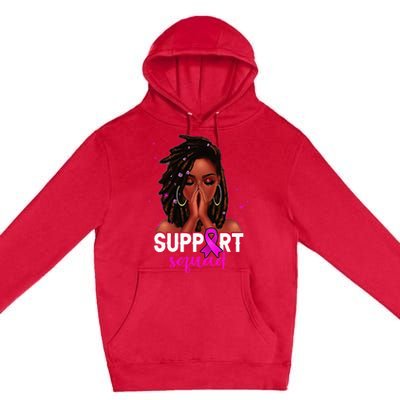 Loc'd Hair Black Woman Support Squad Breast Cancer Awareness Premium Pullover Hoodie