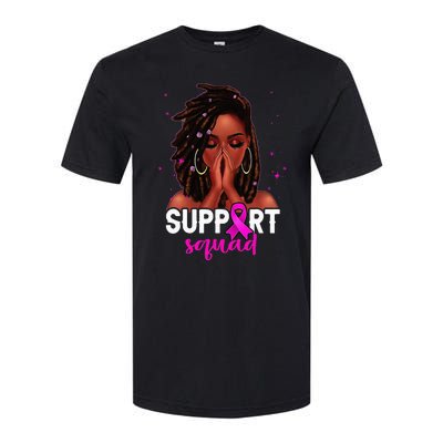 Loc'd Hair Black Woman Support Squad Breast Cancer Awareness Softstyle CVC T-Shirt