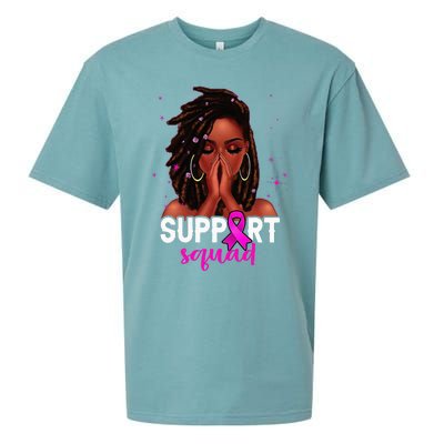 Loc'd Hair Black Woman Support Squad Breast Cancer Awareness Sueded Cloud Jersey T-Shirt