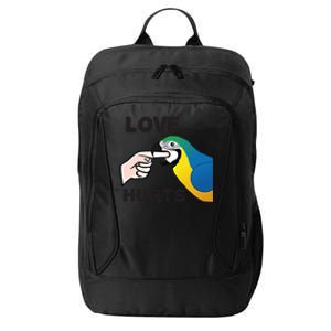 Love Hurts Blue And Gold Macaw Parrot Gift City Backpack