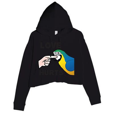 Love Hurts Blue And Gold Macaw Parrot Gift Crop Fleece Hoodie