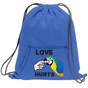 Love Hurts Blue And Gold Macaw Parrot Gift Sweatshirt Cinch Pack Bag