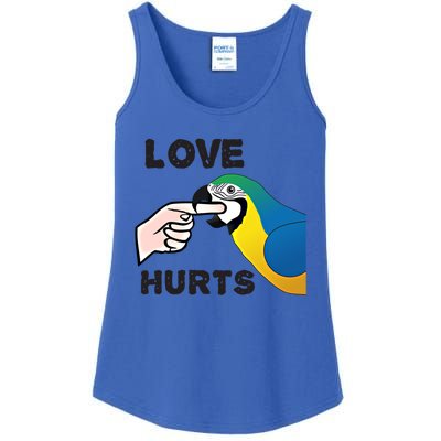 Love Hurts Blue And Gold Macaw Parrot Gift Ladies Essential Tank