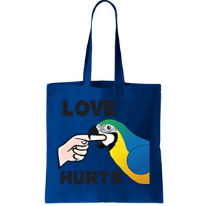 Love Hurts Blue And Gold Macaw Parrot Gift Tote Bag