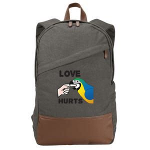 Love Hurts Blue And Gold Macaw Parrot Gift Cotton Canvas Backpack