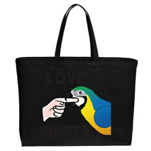 Love Hurts Blue And Gold Macaw Parrot Gift Cotton Canvas Jumbo Tote