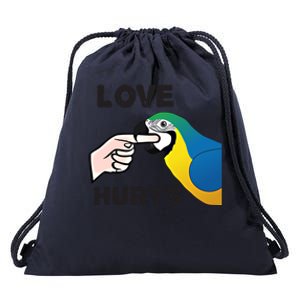 Love Hurts Blue And Gold Macaw Parrot Gift Drawstring Bag