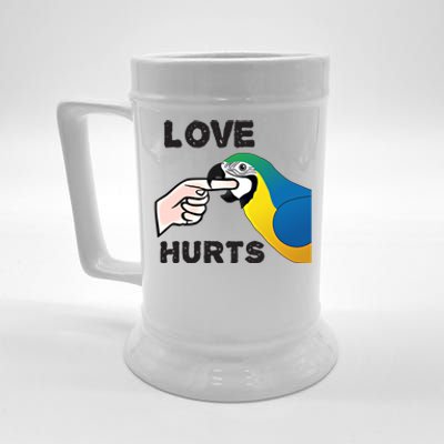 Love Hurts Blue And Gold Macaw Parrot Gift Beer Stein