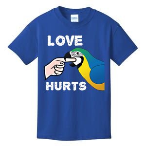 Love Hurts Blue And Gold Macaw Parrot Cool Gift Kids T-Shirt