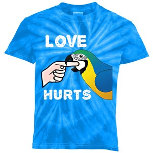 Love Hurts Blue And Gold Macaw Parrot Cool Gift Kids Tie-Dye T-Shirt