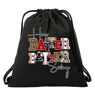 Leopard Hey Batter Batter Swing Funny Baseball Game Ballpark Drawstring Bag