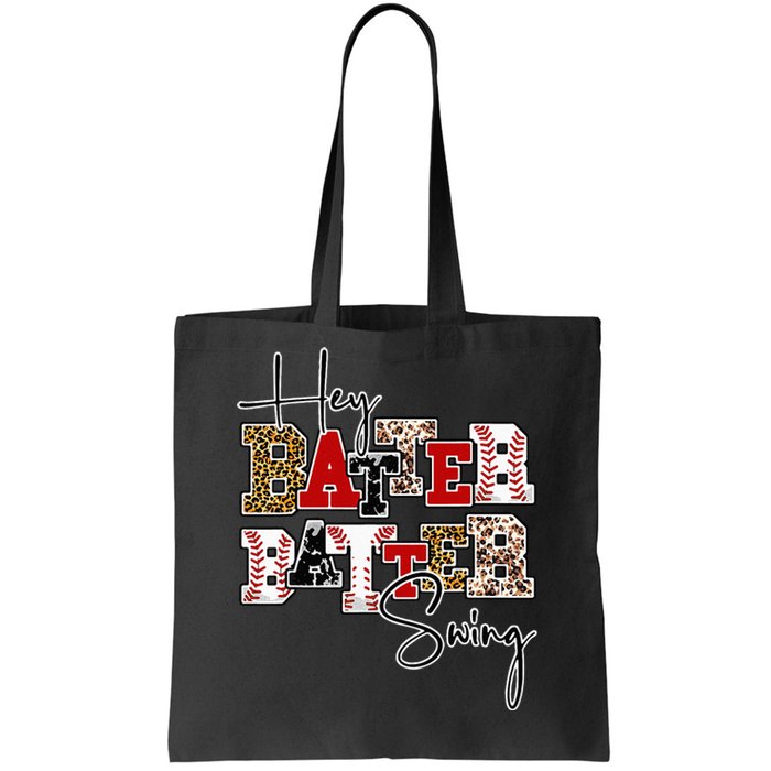 Leopard Hey Batter Batter Swing Funny Baseball Game Ballpark Tote Bag