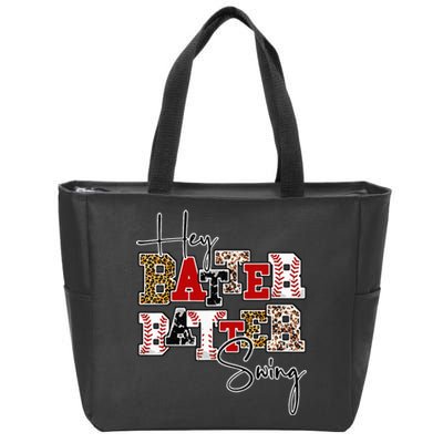 Leopard Hey Batter Batter Swing Funny Baseball Game Ballpark Zip Tote Bag