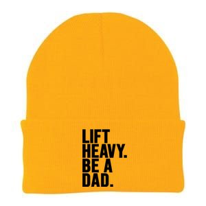 Lift Heavy Be A Dad Fit Dad Bod Fathers Day Gym Design Gift Knit Cap Winter Beanie