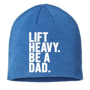 Lift Heavy Be A Dad Fit Dad Bod Fathers Day Gym Design Gift Sustainable Beanie