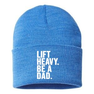 Lift Heavy Be A Dad Fit Dad Bod Fathers Day Gym Design Gift Sustainable Knit Beanie