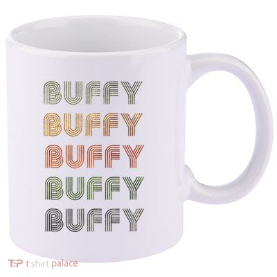 Love Heart Buffy Grungevintage Style Black Buffy 11oz C Handle Ceramic Mug