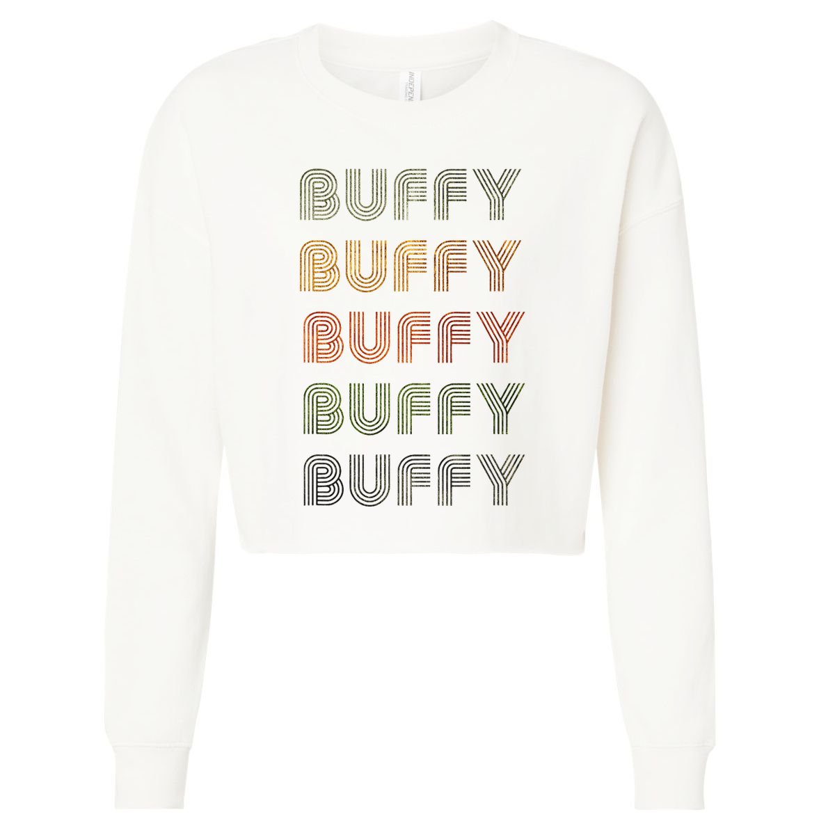 Love Heart Buffy Grungevintage Style Black Buffy Cropped Pullover Crew