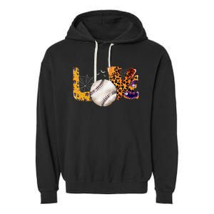 Leopard Halloween Baseball Tie Dye for Baseball Fans Garment-Dyed Fleece Hoodie