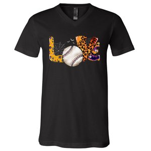 Leopard Halloween Baseball Tie Dye for Baseball Fans V-Neck T-Shirt