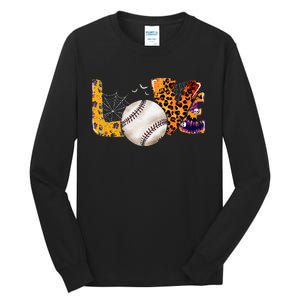 Leopard Halloween Baseball Tie Dye for Baseball Fans Tall Long Sleeve T-Shirt