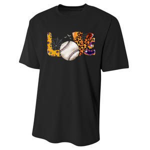 Leopard Halloween Baseball Tie Dye for Baseball Fans Performance Sprint T-Shirt