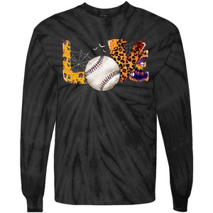 Leopard Halloween Baseball Tie Dye for Baseball Fans Tie-Dye Long Sleeve Shirt