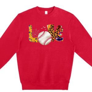 Leopard Halloween Baseball Tie Dye for Baseball Fans Premium Crewneck Sweatshirt