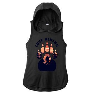 Love Hiking Bear Paw Ladies PosiCharge Tri-Blend Wicking Draft Hoodie Tank