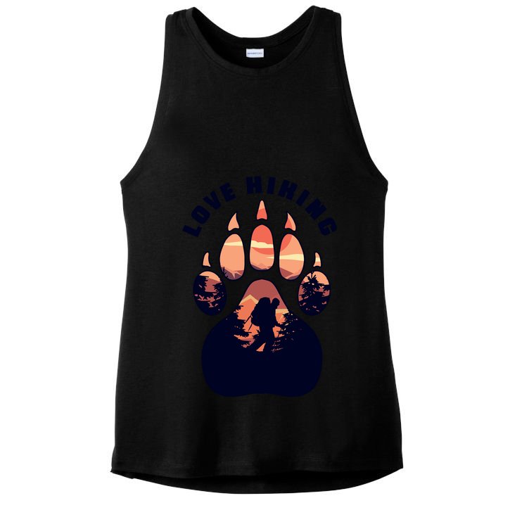 Love Hiking Bear Paw Ladies PosiCharge Tri-Blend Wicking Tank