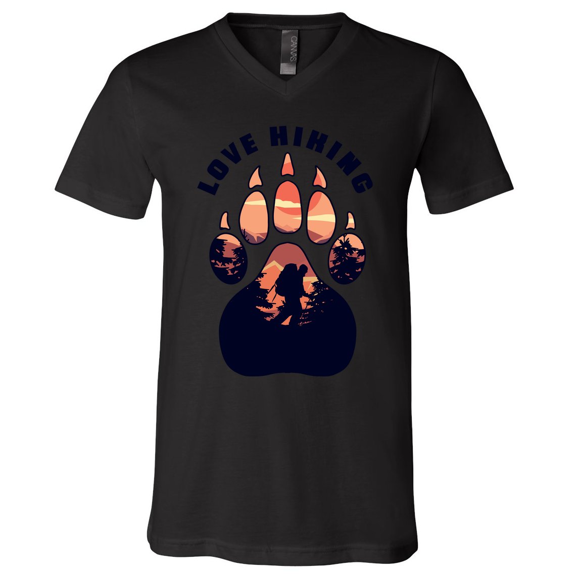 Love Hiking Bear Paw V-Neck T-Shirt