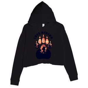 Love Hiking Bear Paw Crop Fleece Hoodie