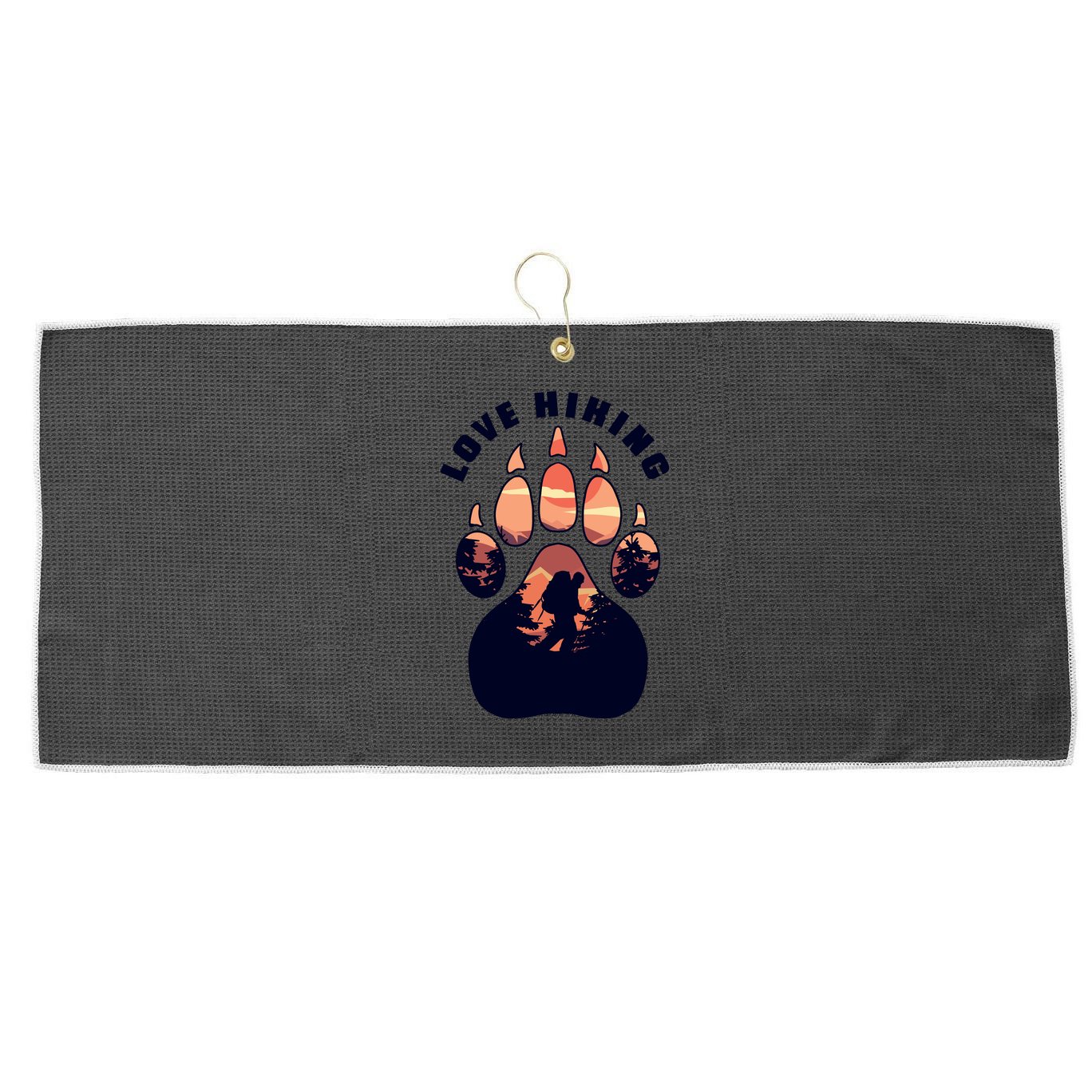 Love Hiking Bear Paw Large Microfiber Waffle Golf Towel